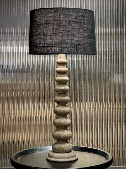 RAJA table lamp, natural with black tapered jute shade