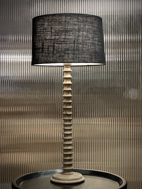 RAMI table lamp, natural with black tapered jute shade