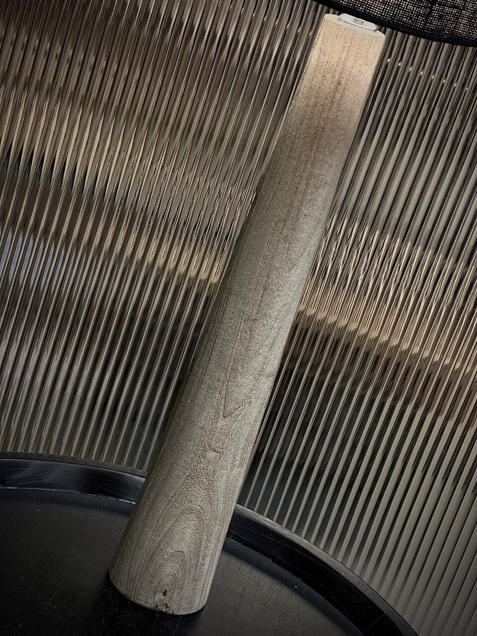 ADA table lamp, natural with black jute shade