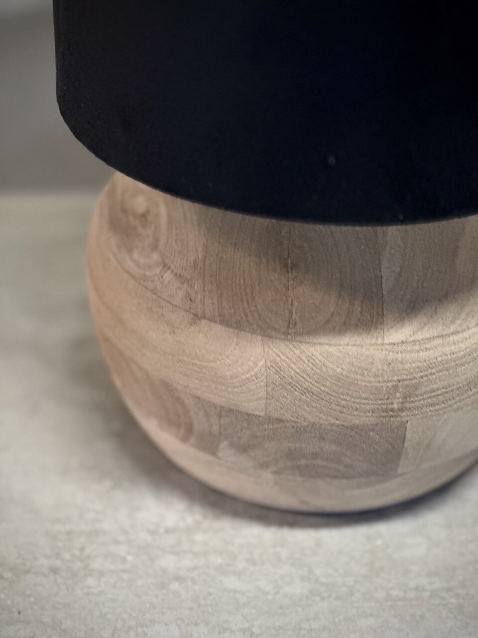 BURU table lamp, natural with black velvet shade