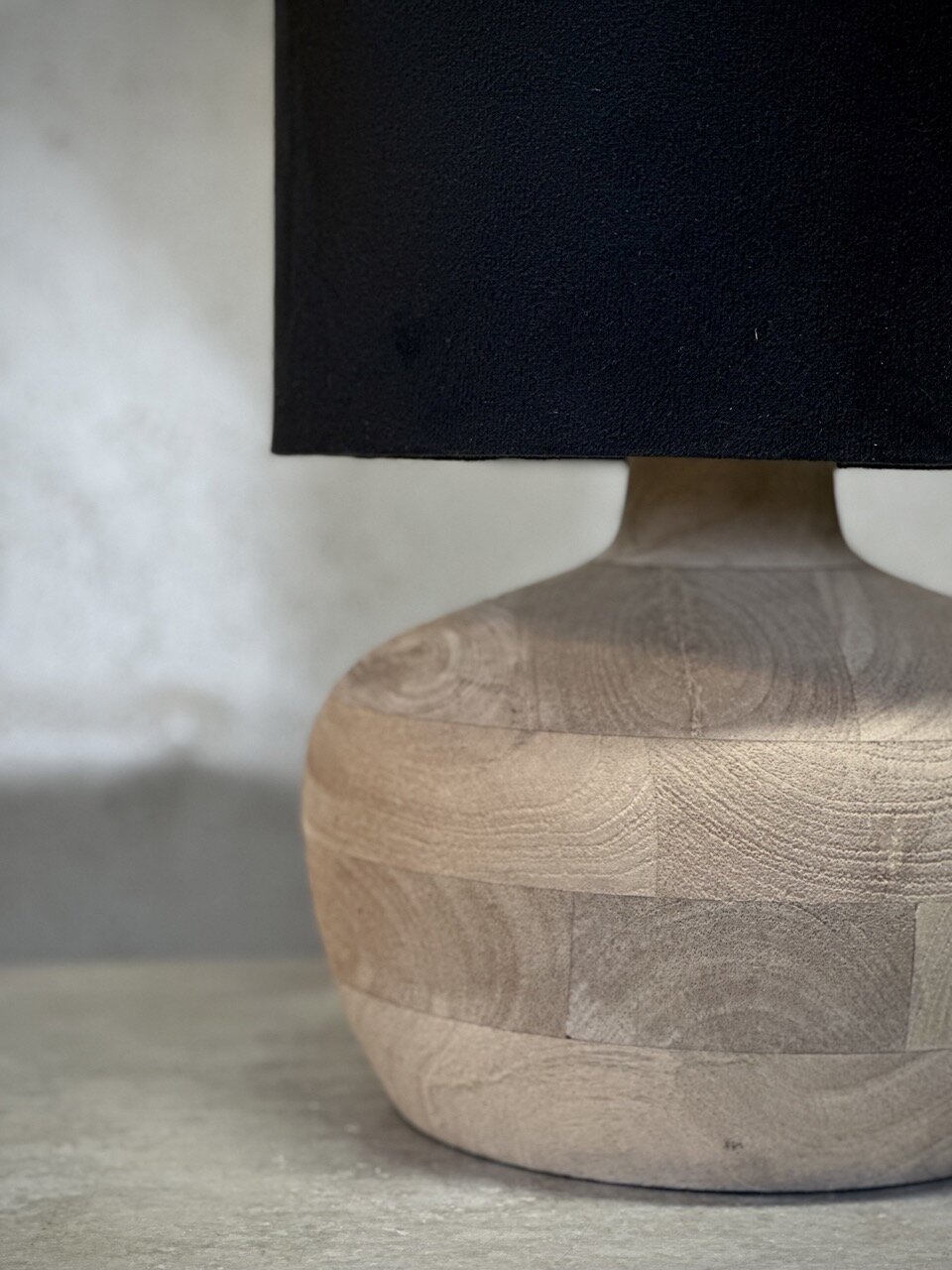 BURU table lamp, natural with black velvet shade