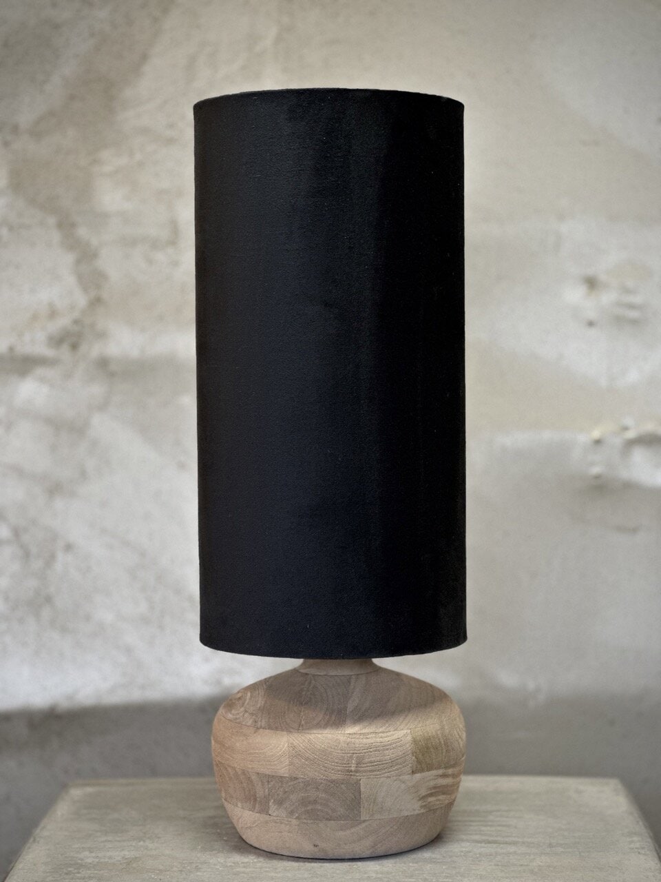 BURU table lamp, natural with black velvet shade