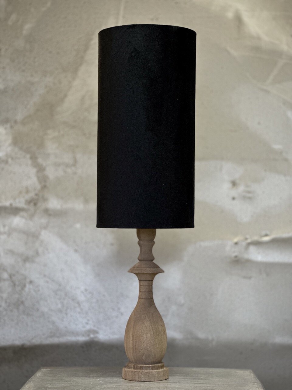 NOLO table lamp, natural with black velvet shade