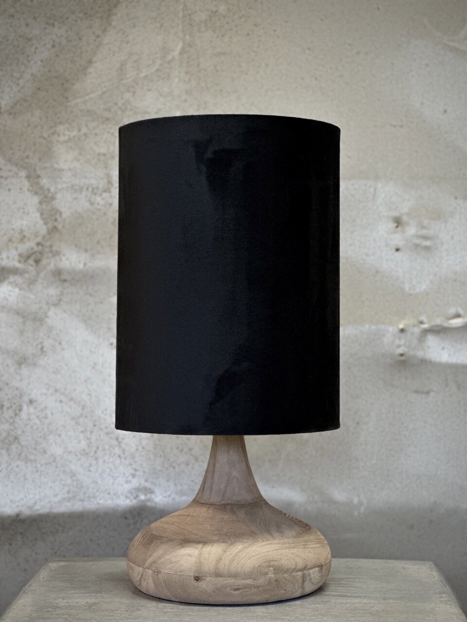 LABO table lamp, natural with black velvet shade