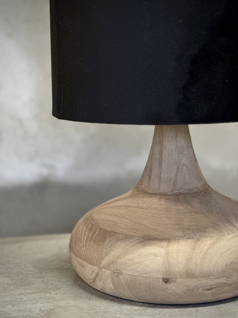 LABO table lamp, natural with black velvet shade