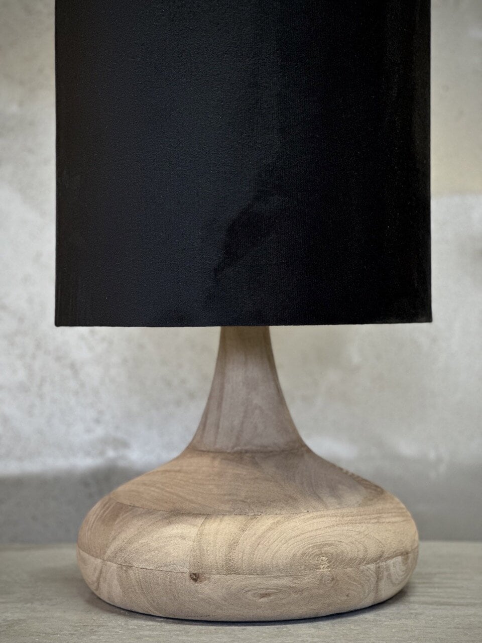 LABO table lamp, natural with black velvet shade