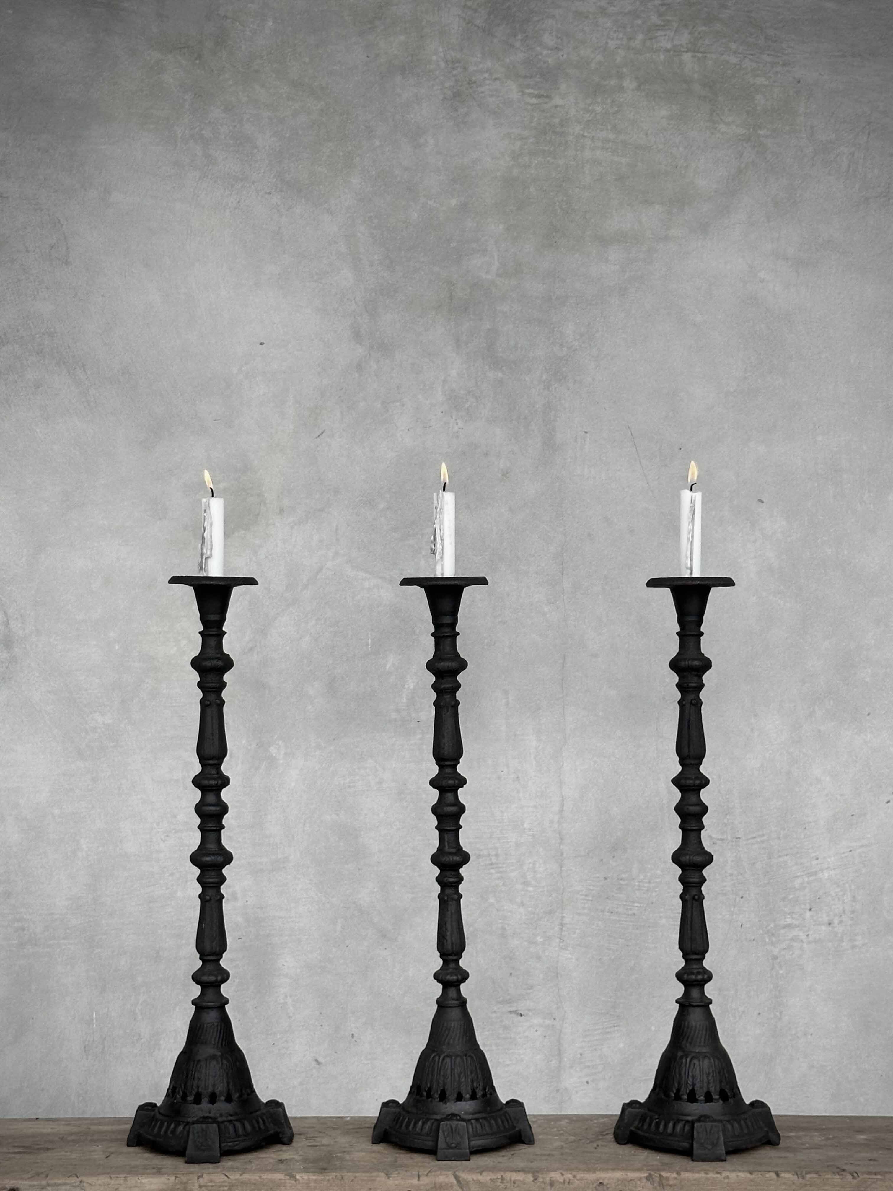 KALINI cast iron candle holder, antique