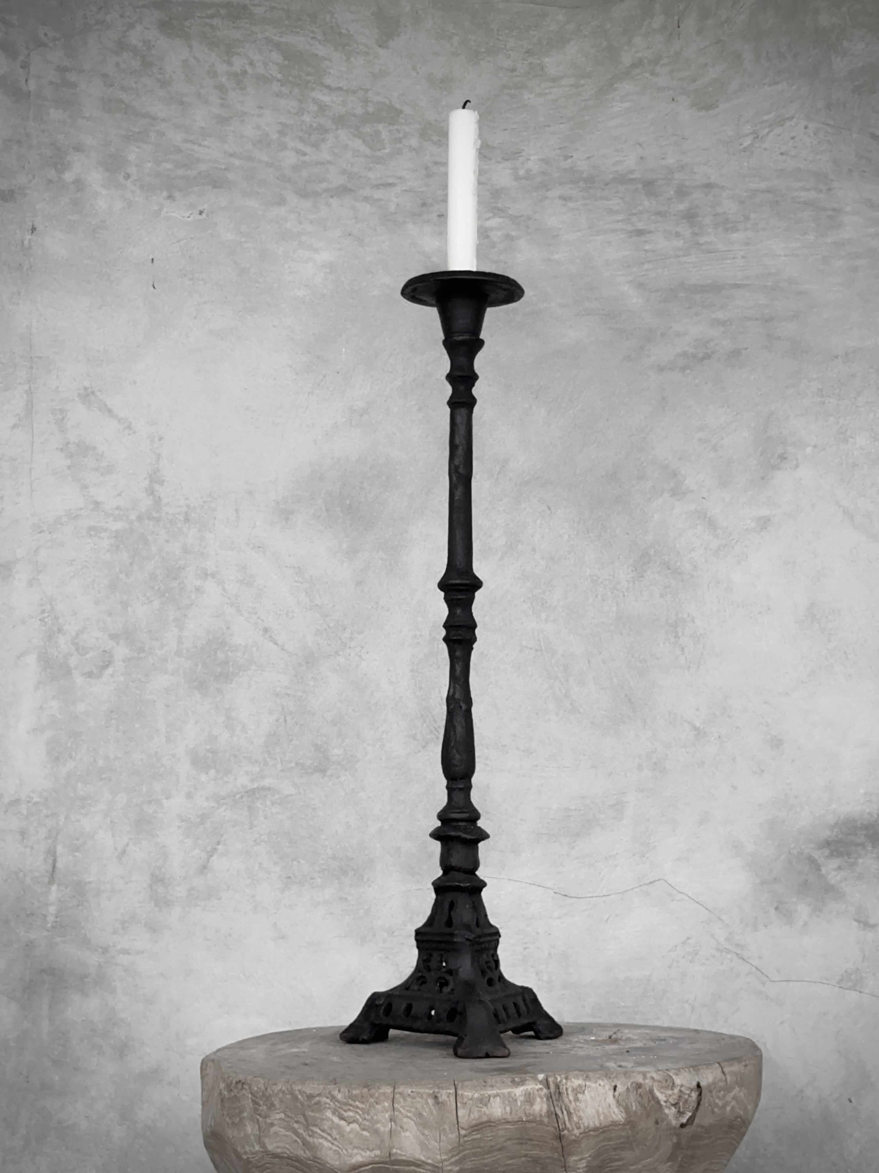 LATIKA cast iron candle holder, antique
