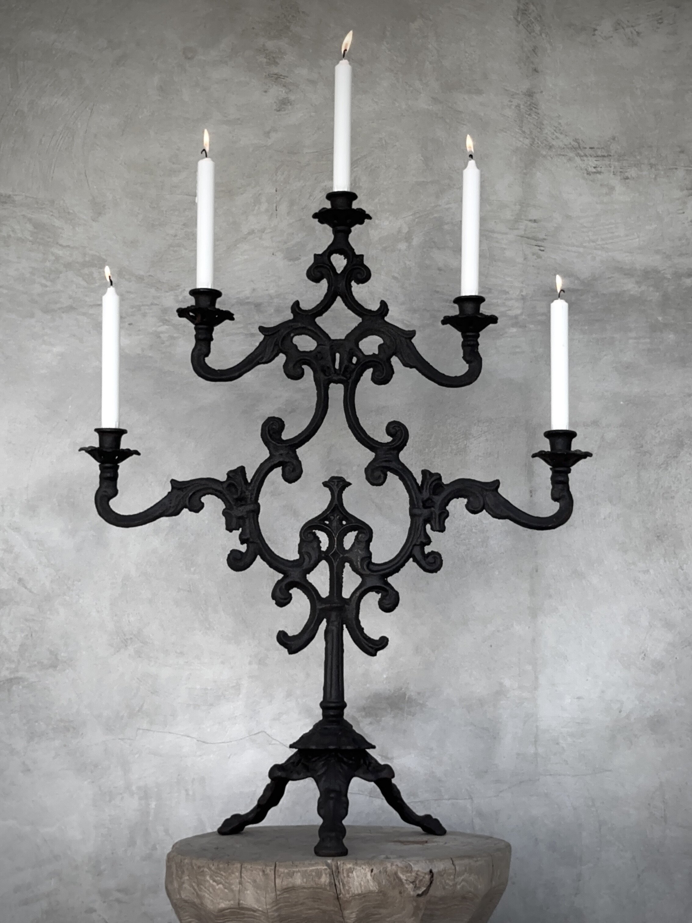 SOPHIA cast irom candle holder, antique