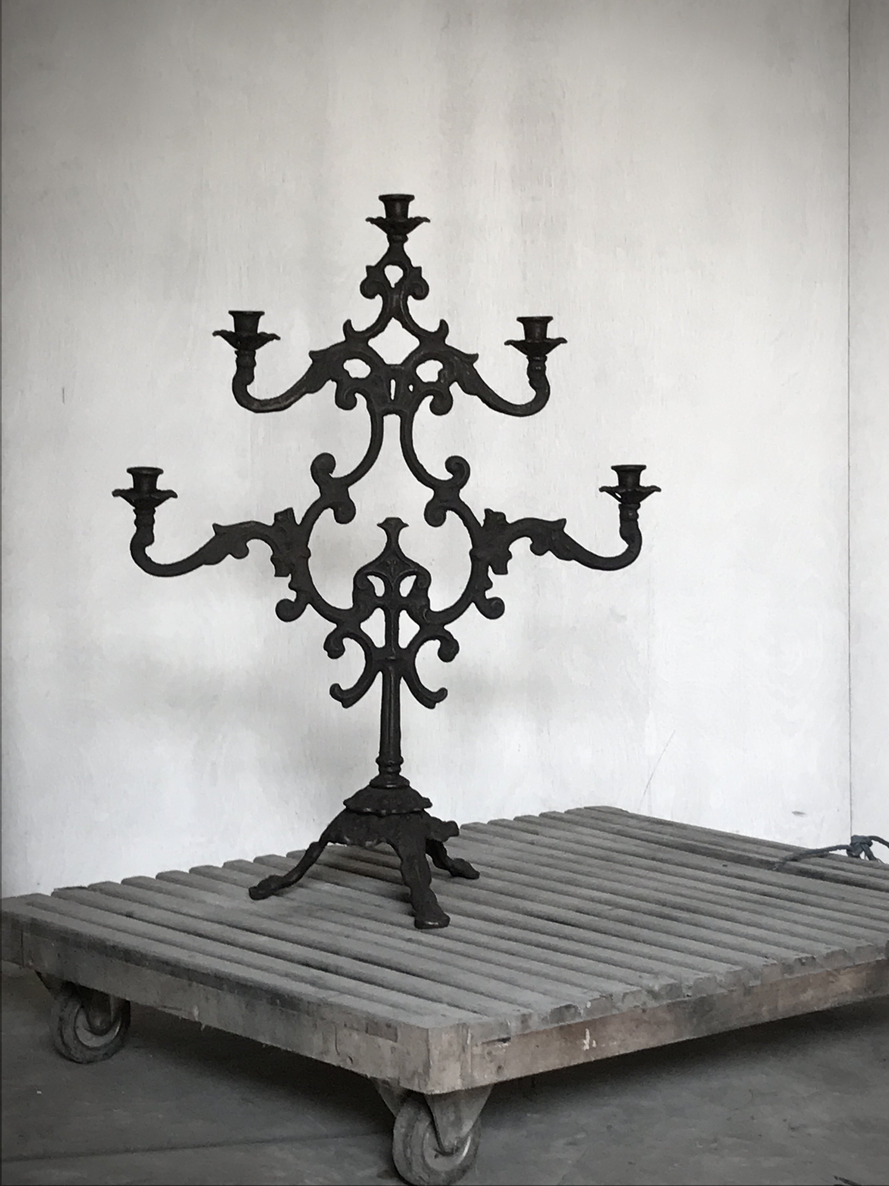 SOPHIA cast irom candle holder, antique