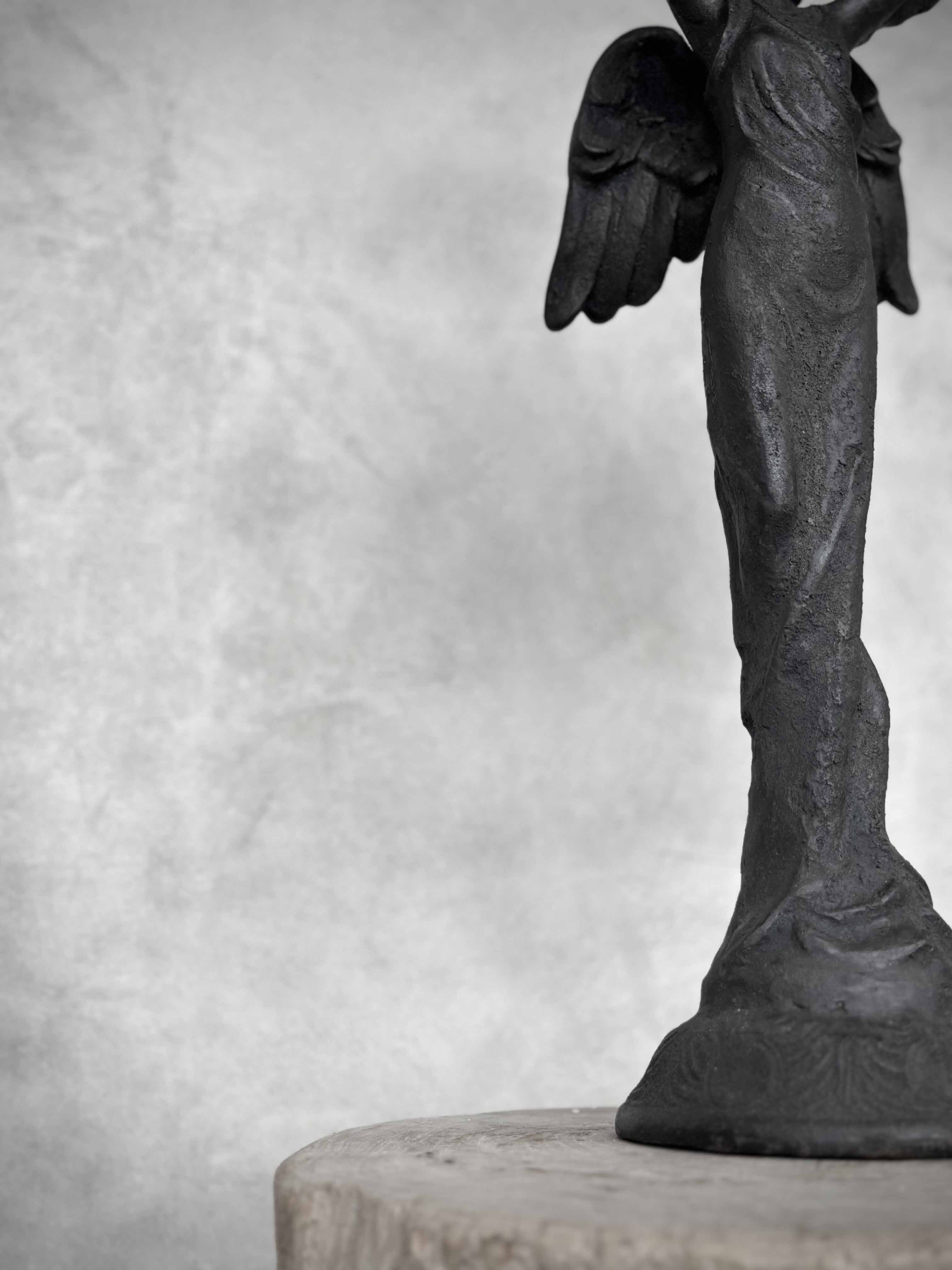 ANGEL cast iron candle holder, antique