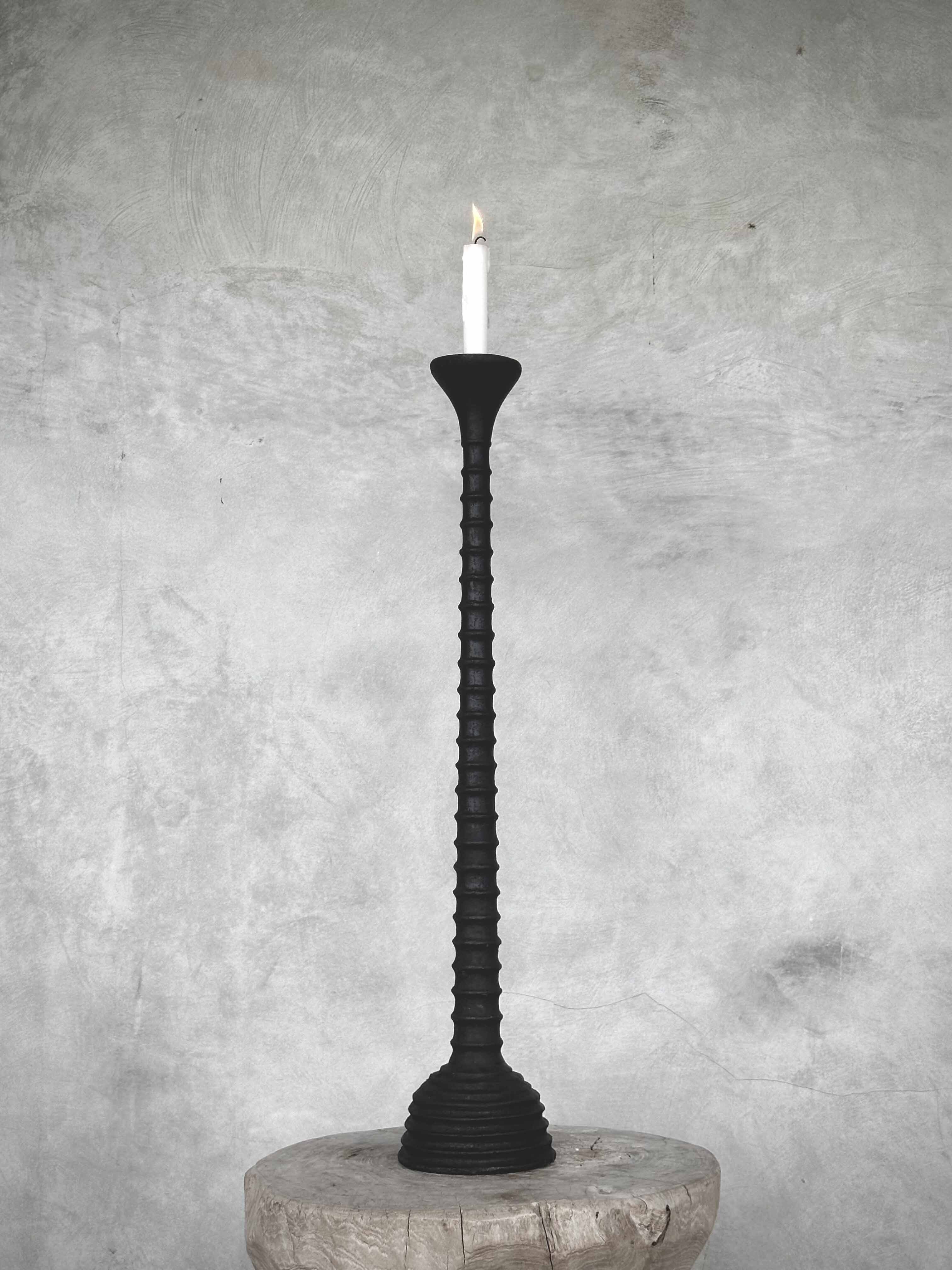 MANDU cast iron candle holder, antique