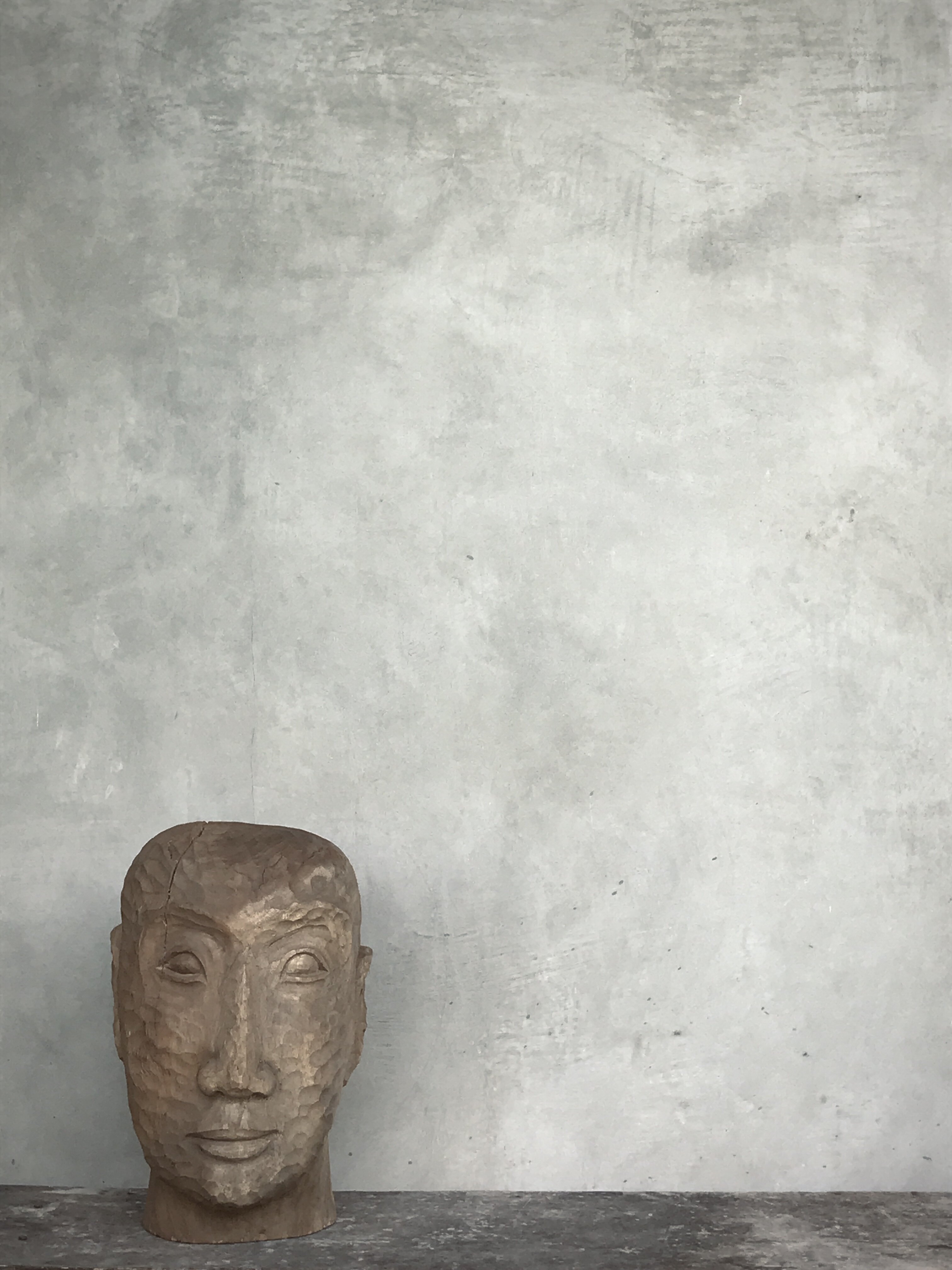 WAYAN, carved wooden head, suar wood, antique