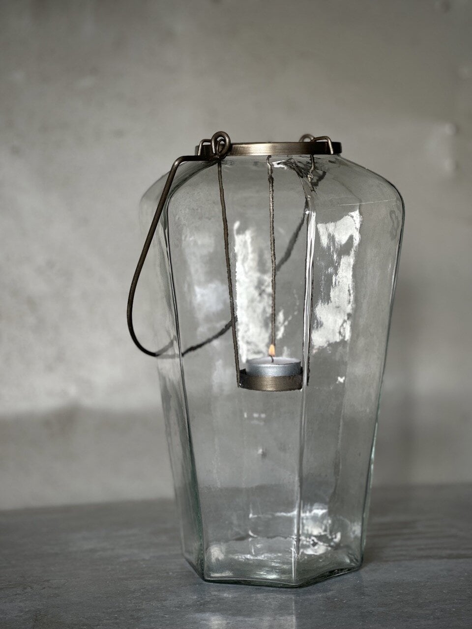 YANG glass tea light hurricane, clear glass