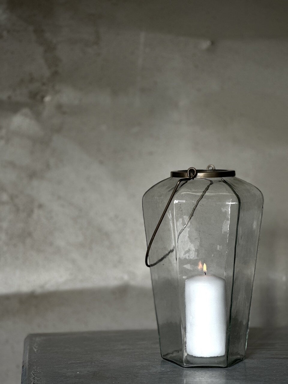 YANG glass tea light hurricane, clear glass