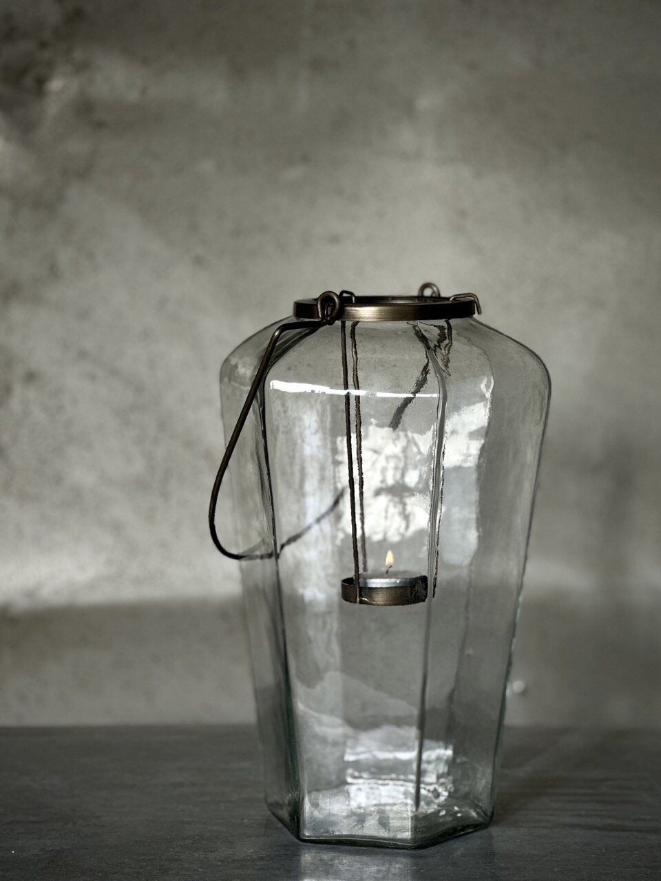 YANG glass tea light hurricane, clear glass