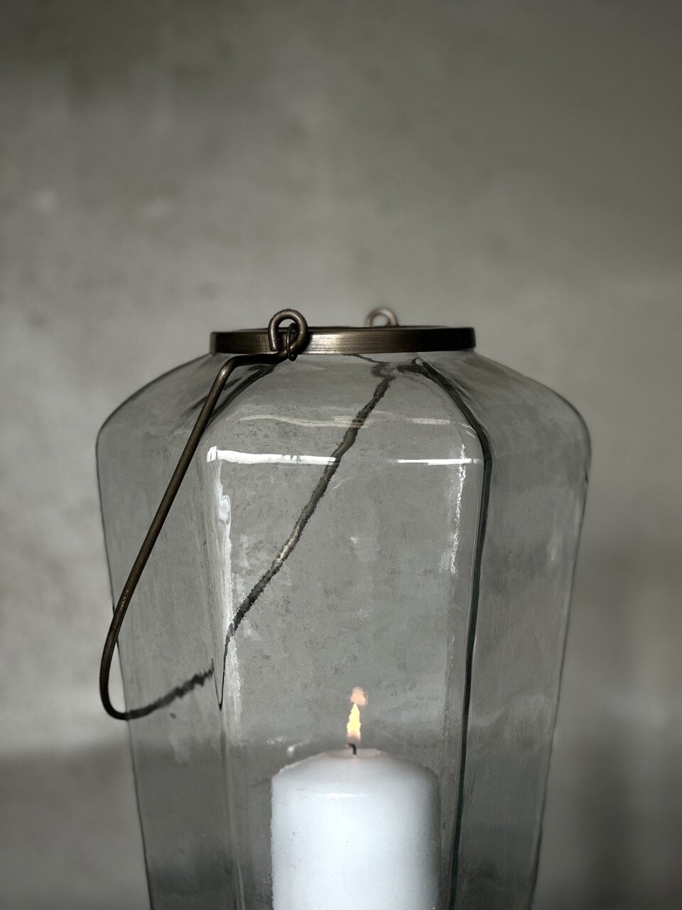 YANG glass tea light hurricane, clear glass