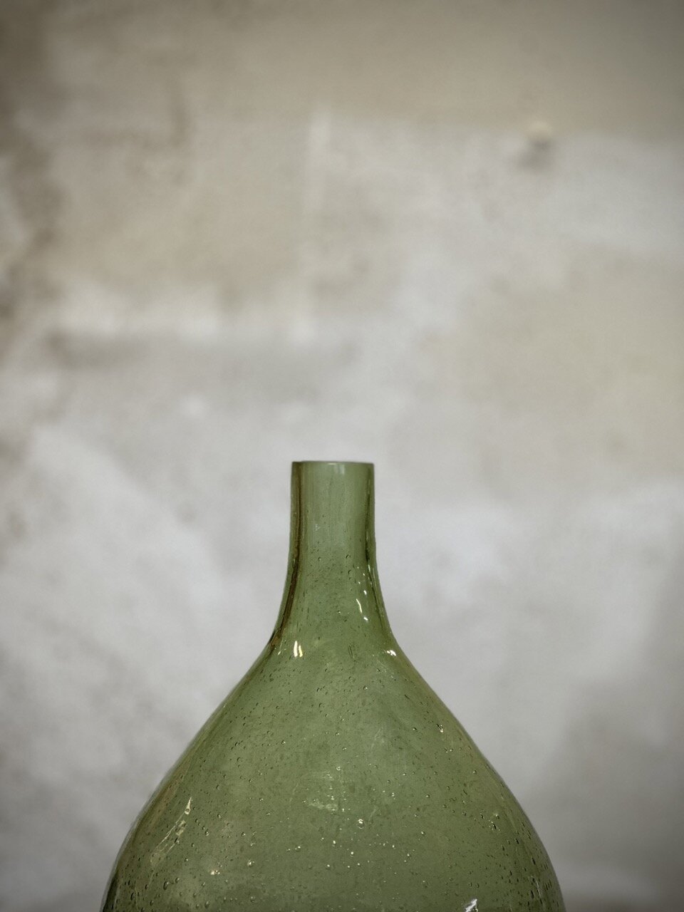 BONNE glass bottle vase, green bubble glass