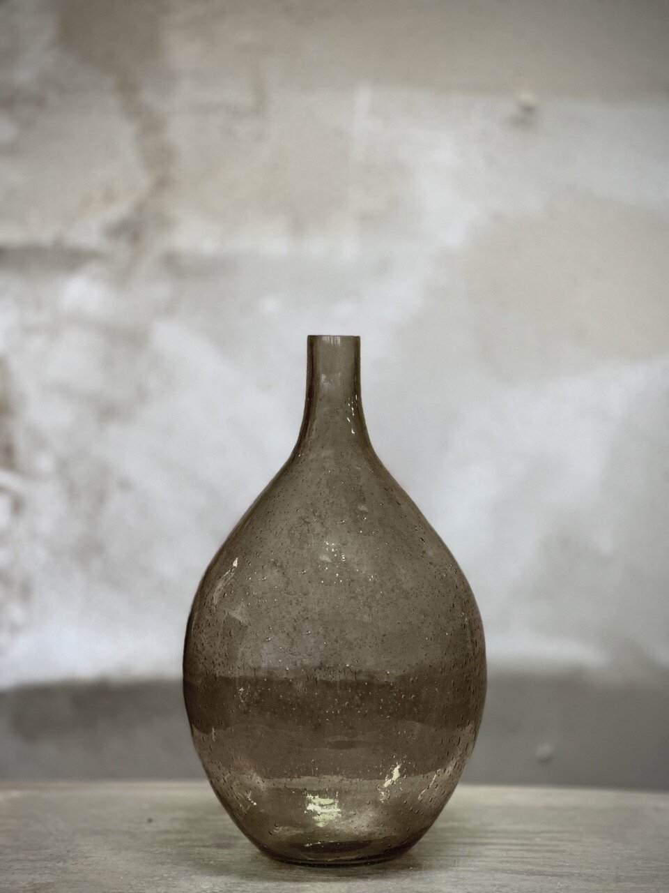 BONNE glass bottle vase, smoke bubble glass