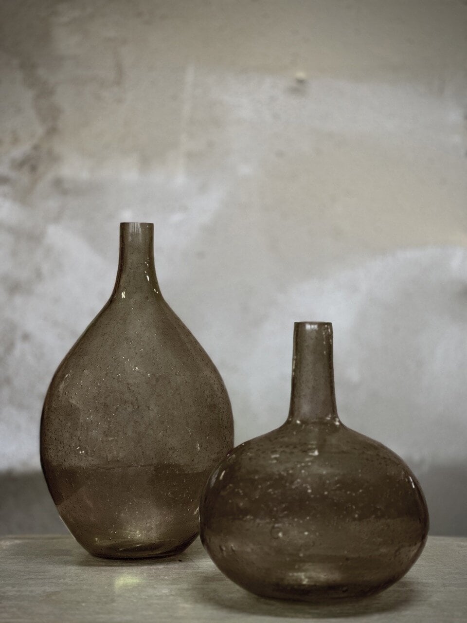 BONNE glass bottle vase, smoke bubble glass
