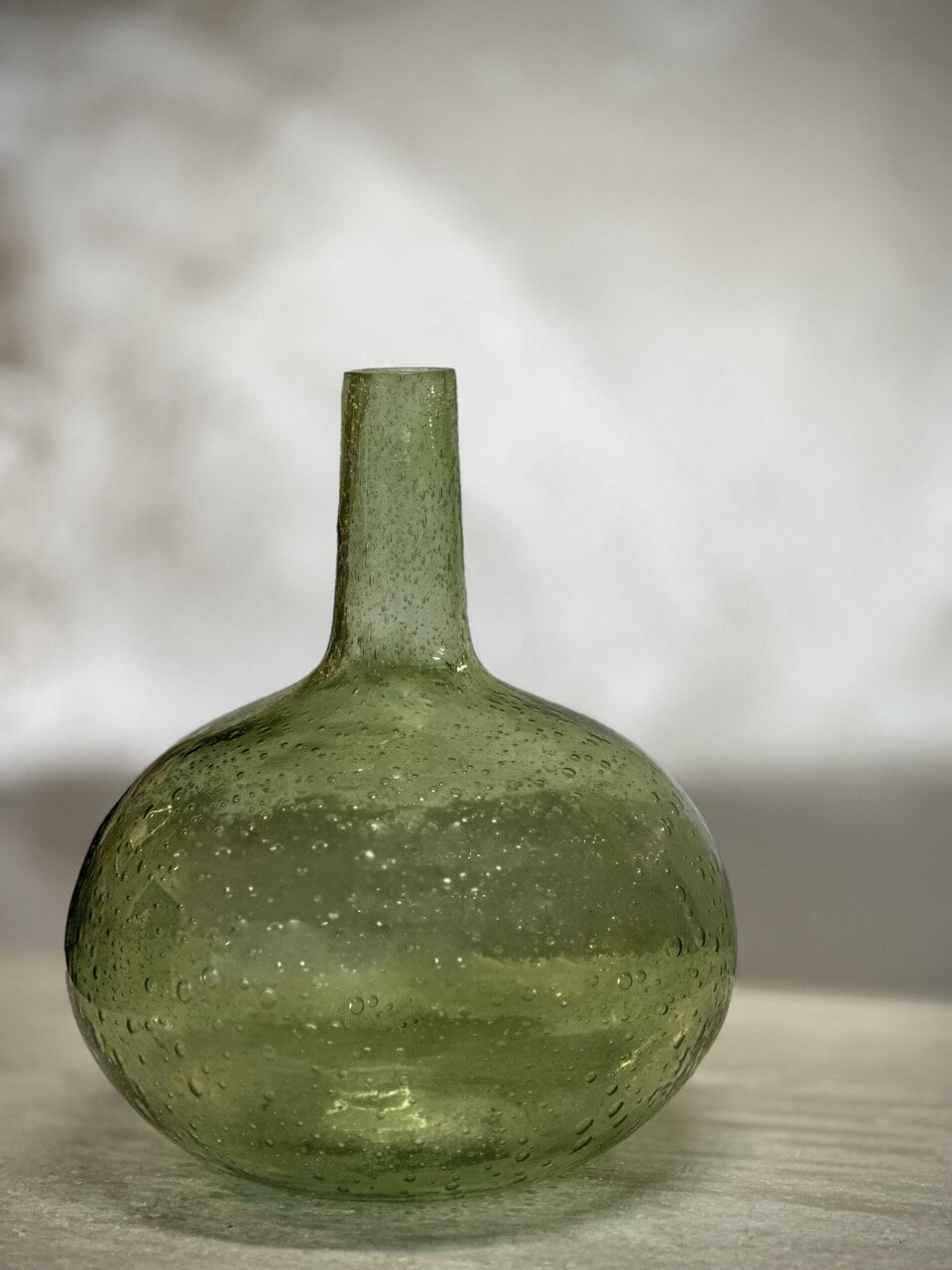 VILLE glass bottle vase, green bubble glass