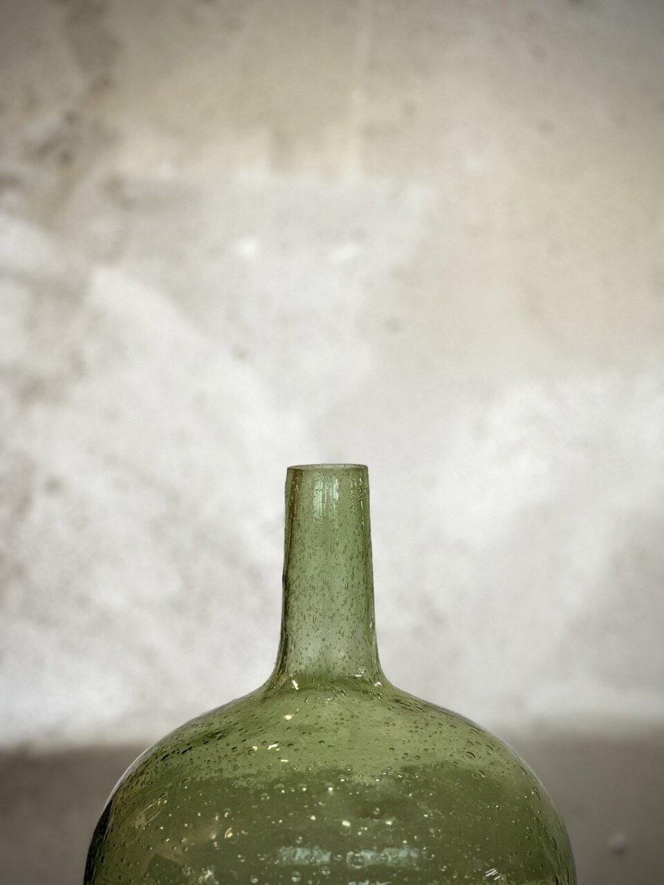 VILLE glass bottle vase, green bubble glass
