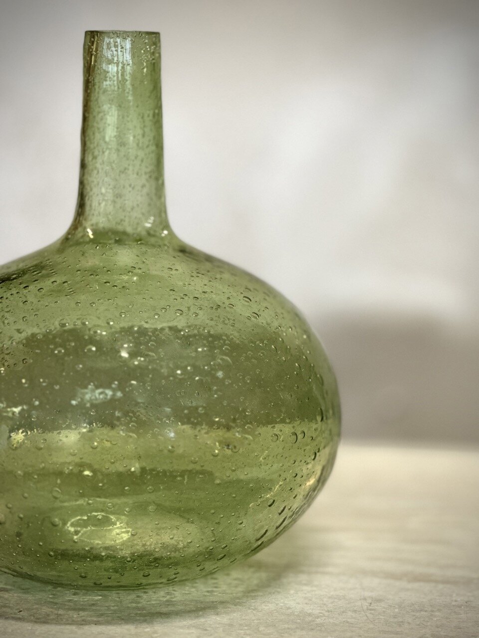 VILLE glass bottle vase, green bubble glass