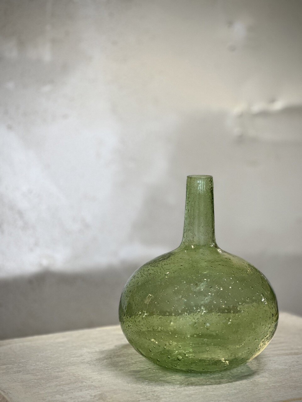 VILLE glass bottle vase, green bubble glass