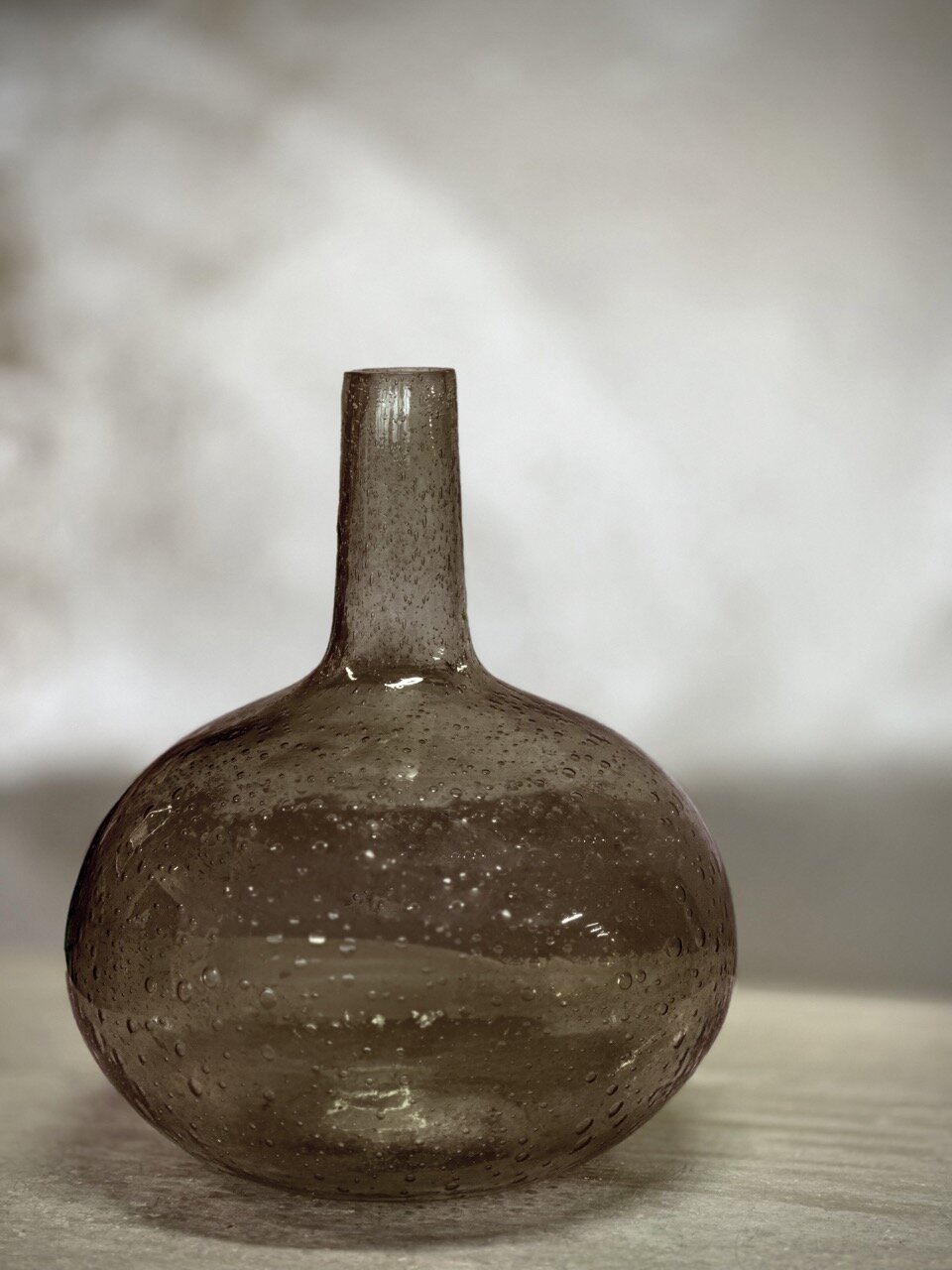 VILLE glass bottle vase, smoke bubble glass