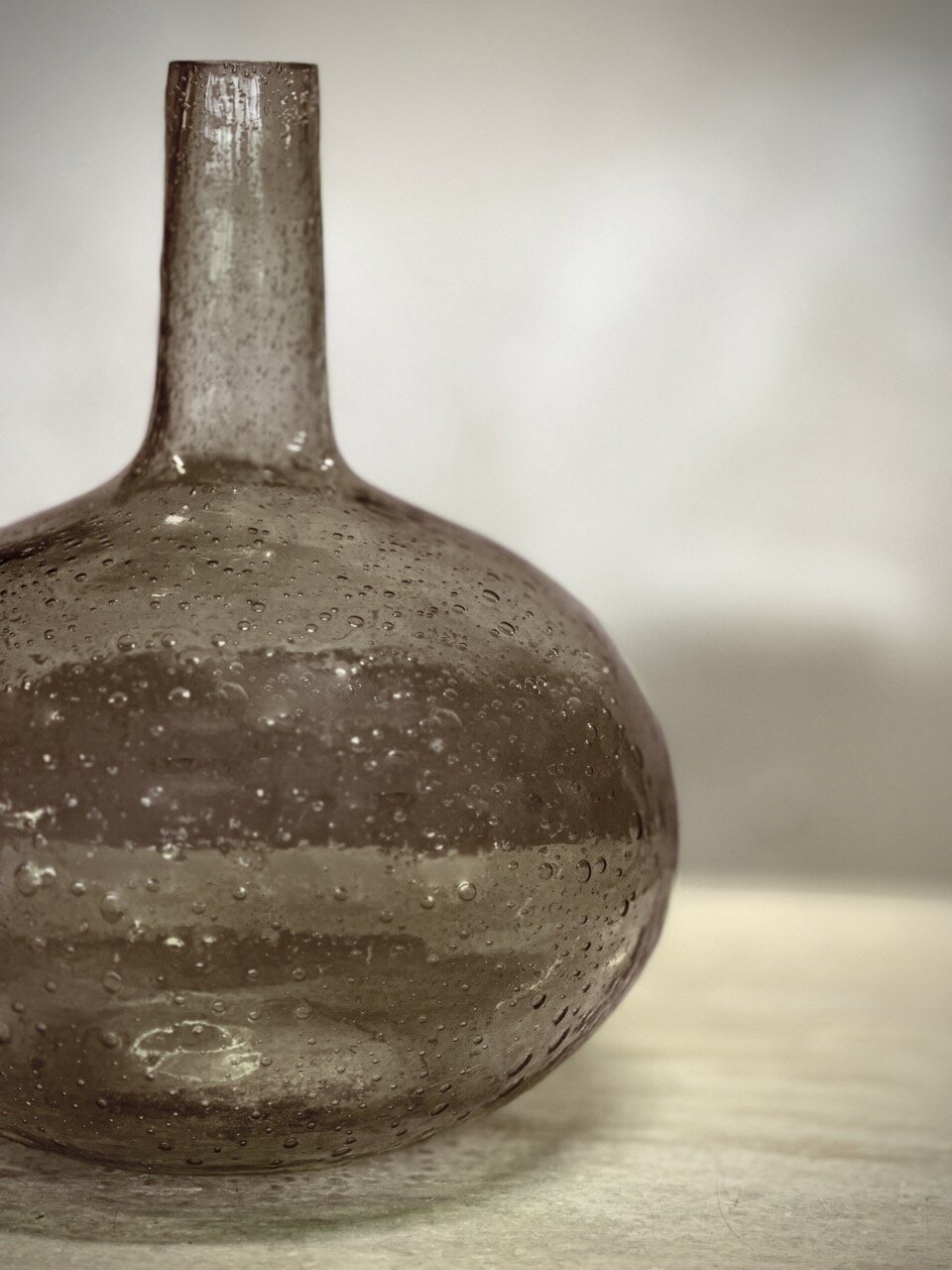 VILLE glass bottle vase, smoke bubble glass