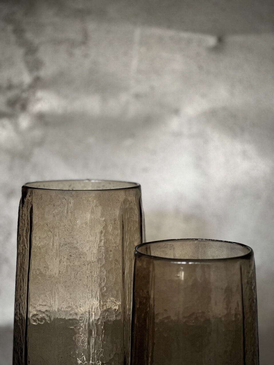 ROBI large glass hurricane / vase, smoke glass
