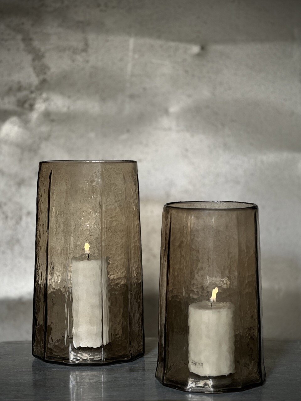 ROBI large glass hurricane / vase, smoke glass