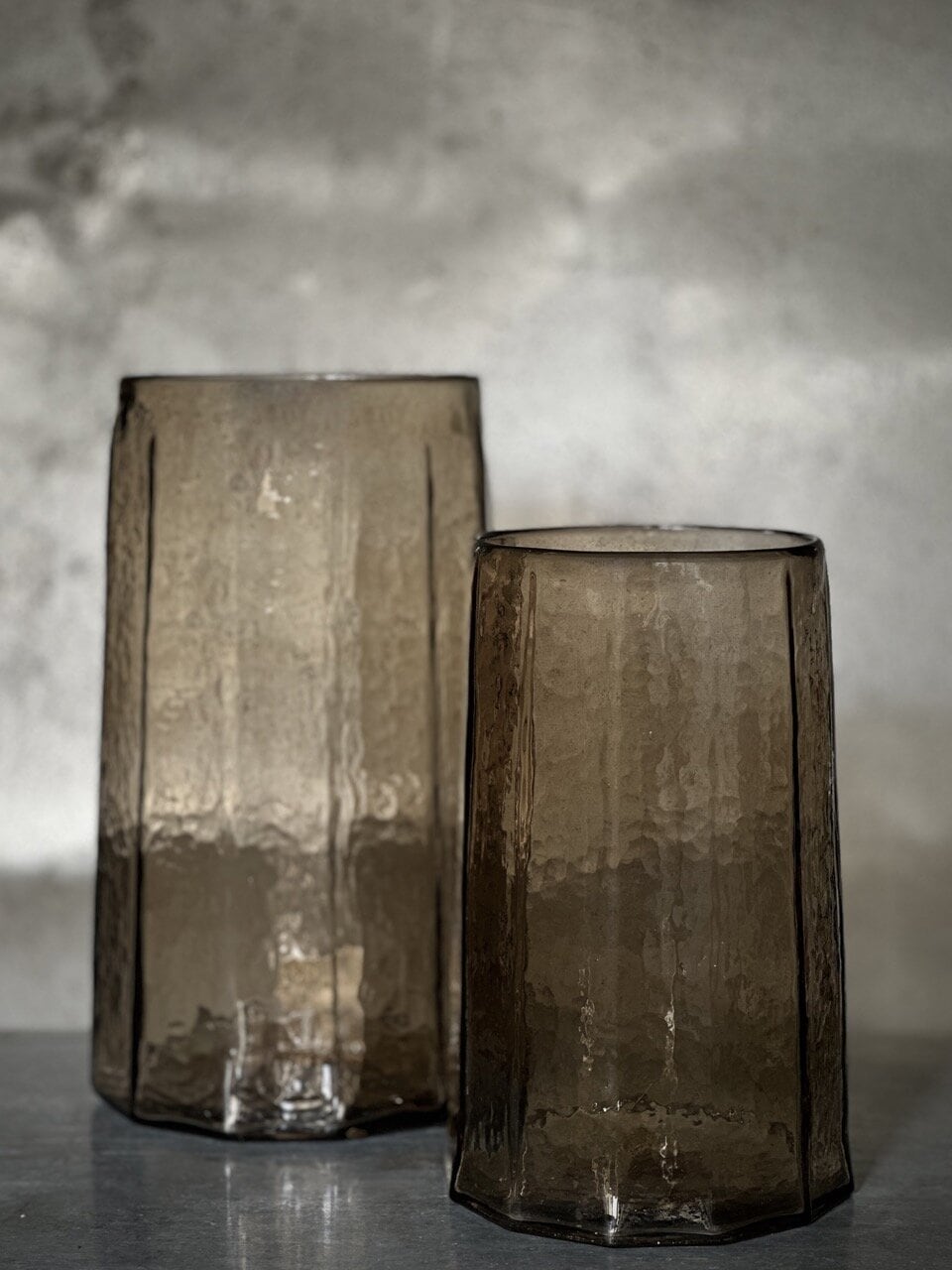 ROBI large glass hurricane / vase, smoke glass