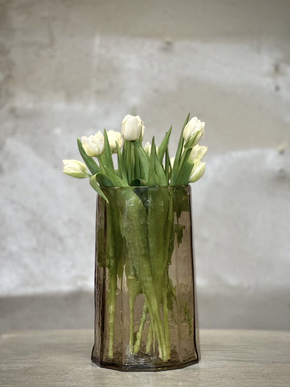 ROBI large glass hurricane / vase, smoke glass