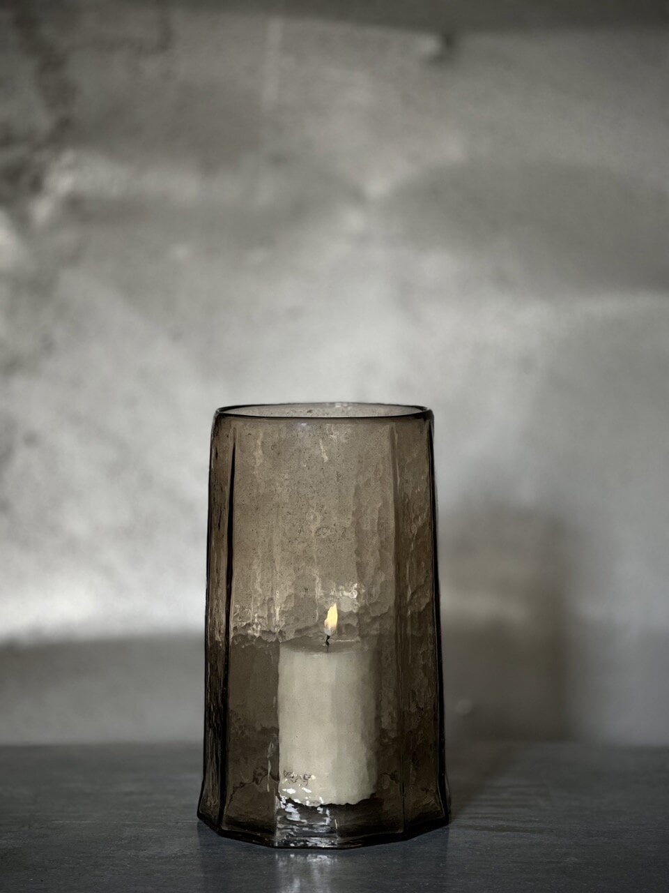 ROBI small glass hurricane / vase, smoke glass
