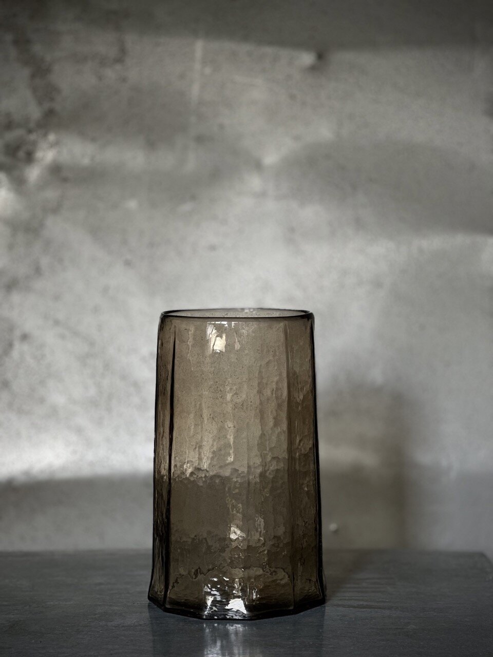 ROBI small glass hurricane / vase, smoke glass