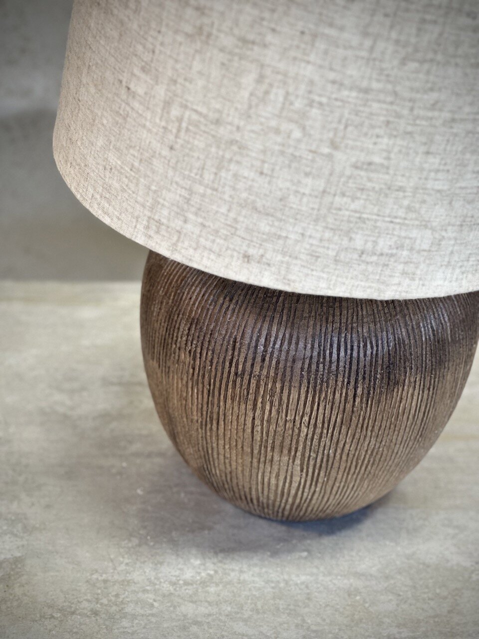 FERAH wooden lamp w shade, light walnut and linen natural shade