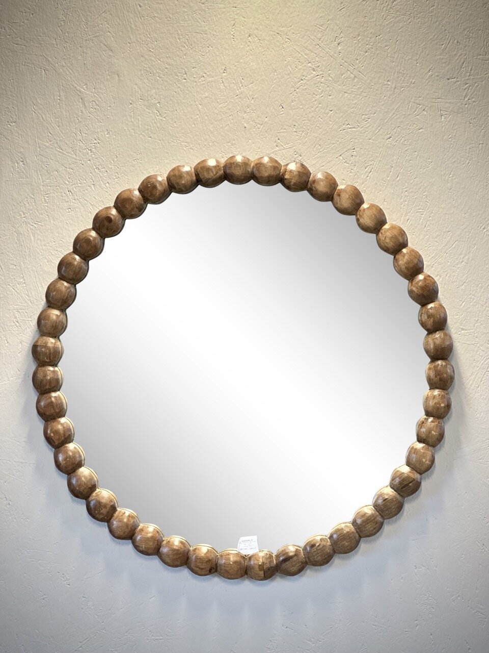 KISH round mirror, light walnut