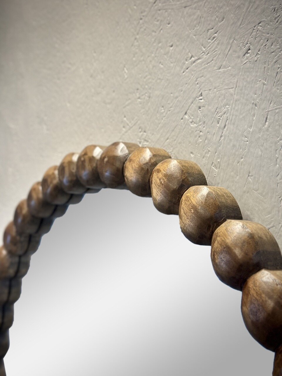 KISH round mirror, light walnut