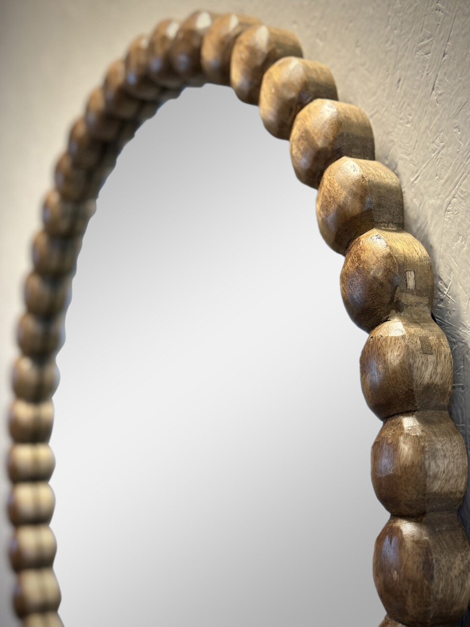 KISH round mirror, light walnut