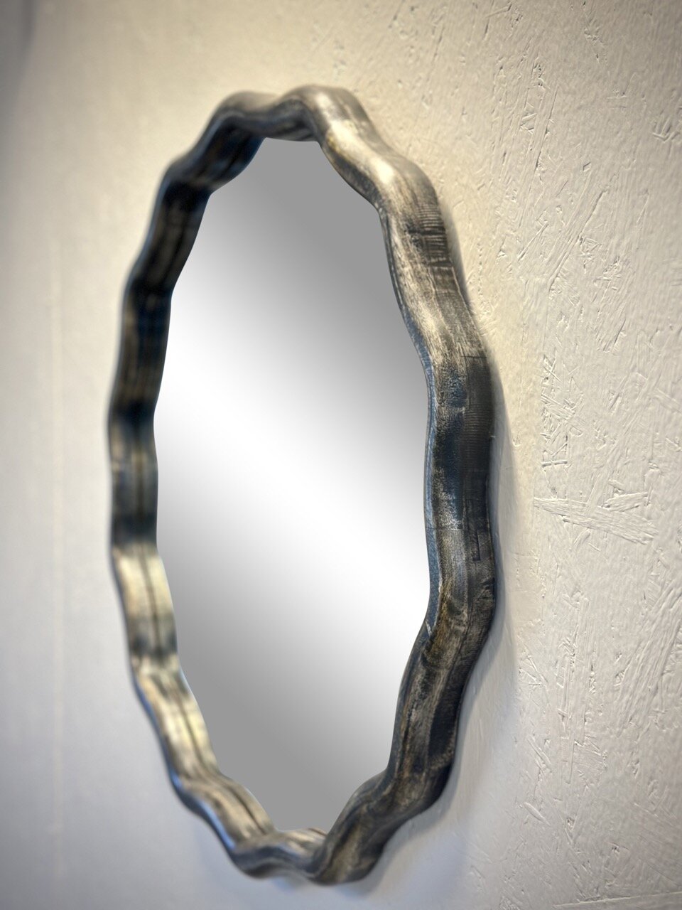 SERO round mirror, antique black
