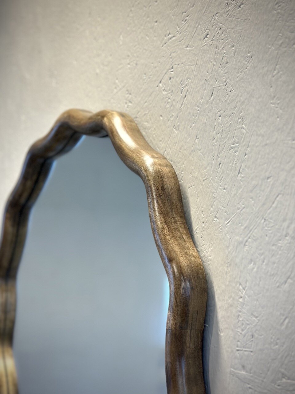 SERO round mirror, light walnut