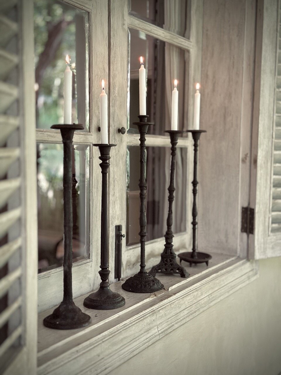 LATIKA cast iron candle holder, antique