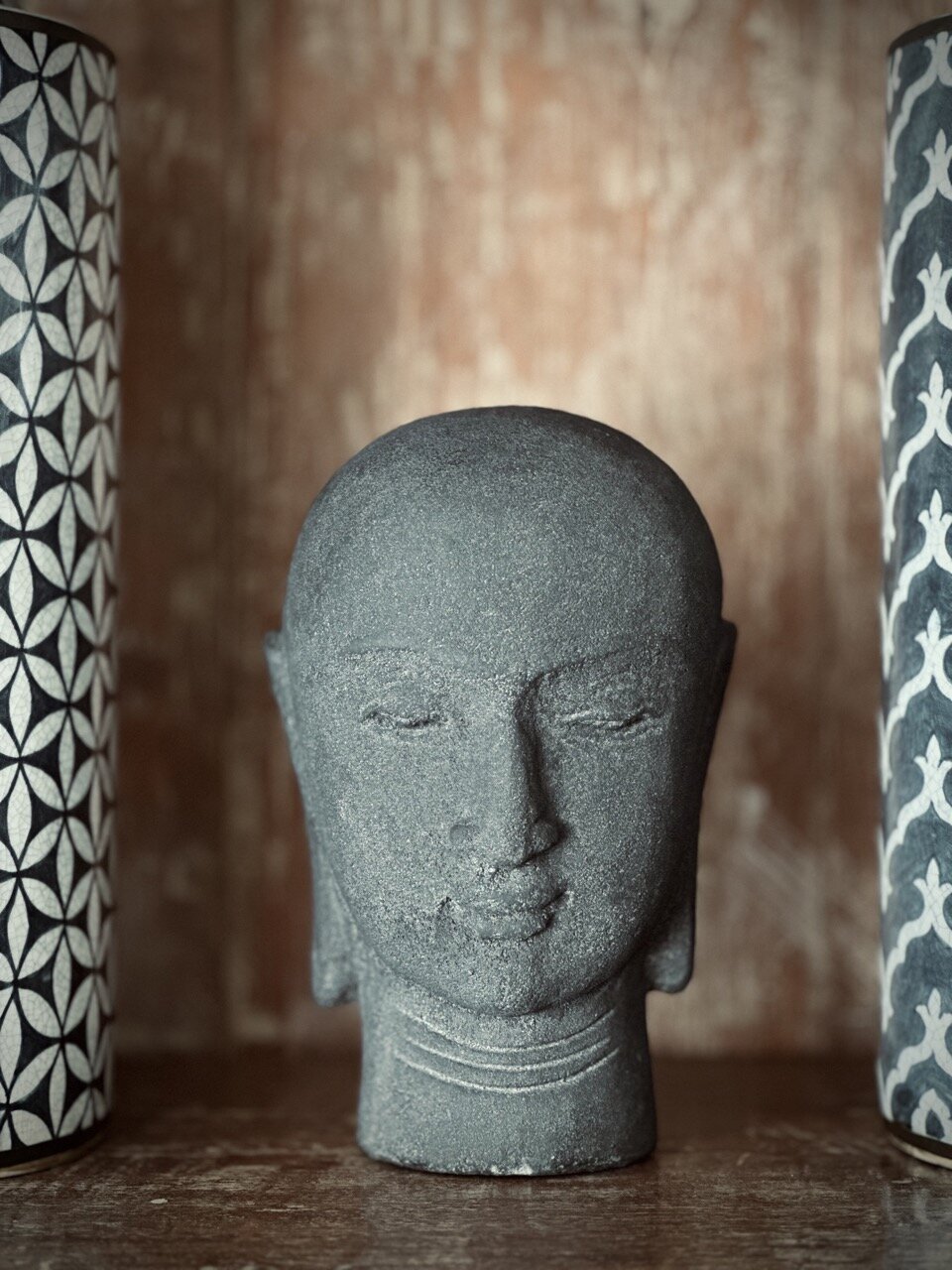 BUDDHA HEAD simple, black antique
