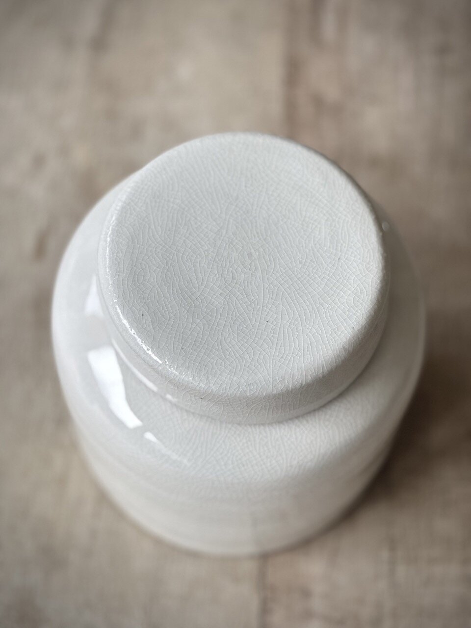 BONNE small jar with lid, off white crackle glazed