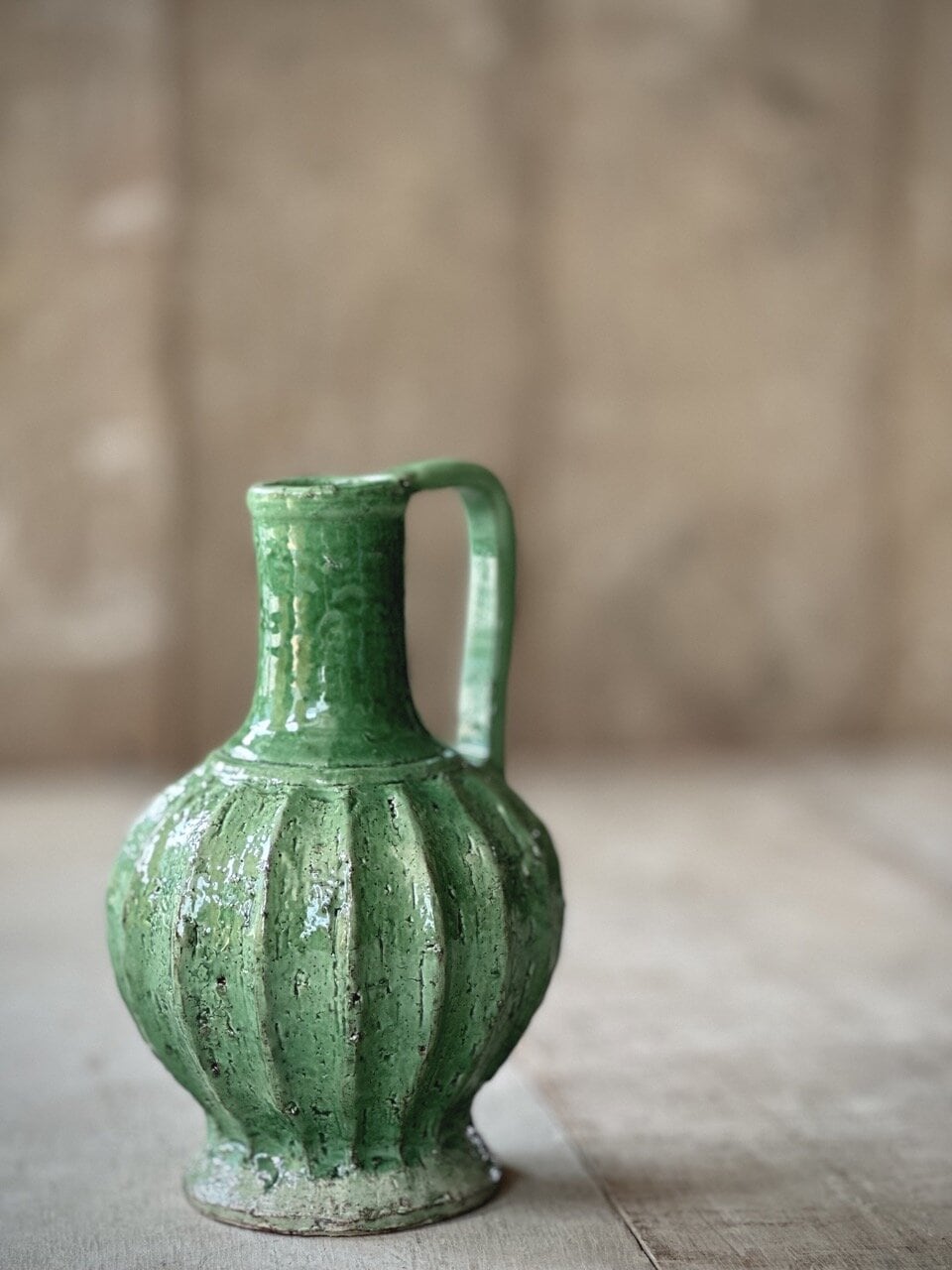 LUZ small vase with handle, light green glazed