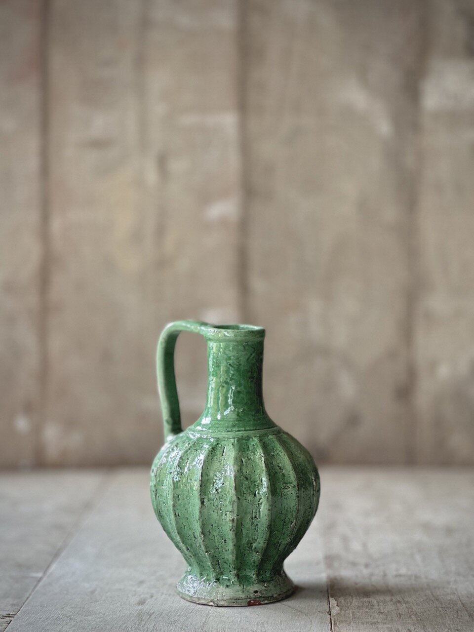 LUZ small vase with handle, light green glazed