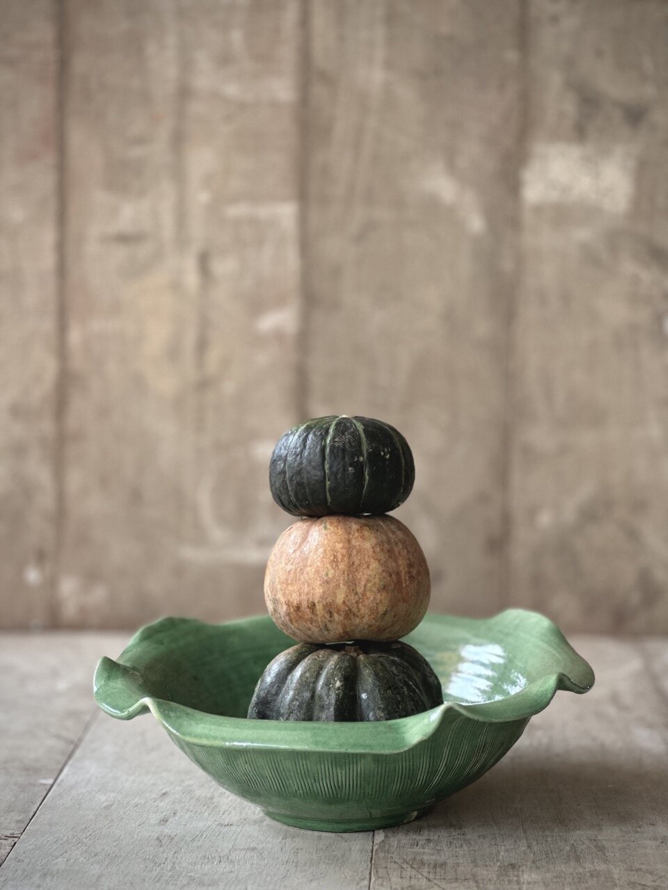 NIM large round plate, green glazed