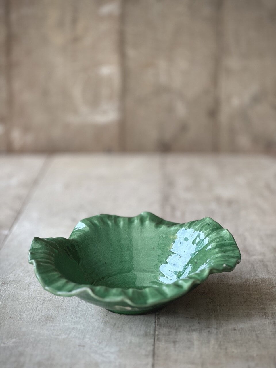 NIM small round plate,  green glazed