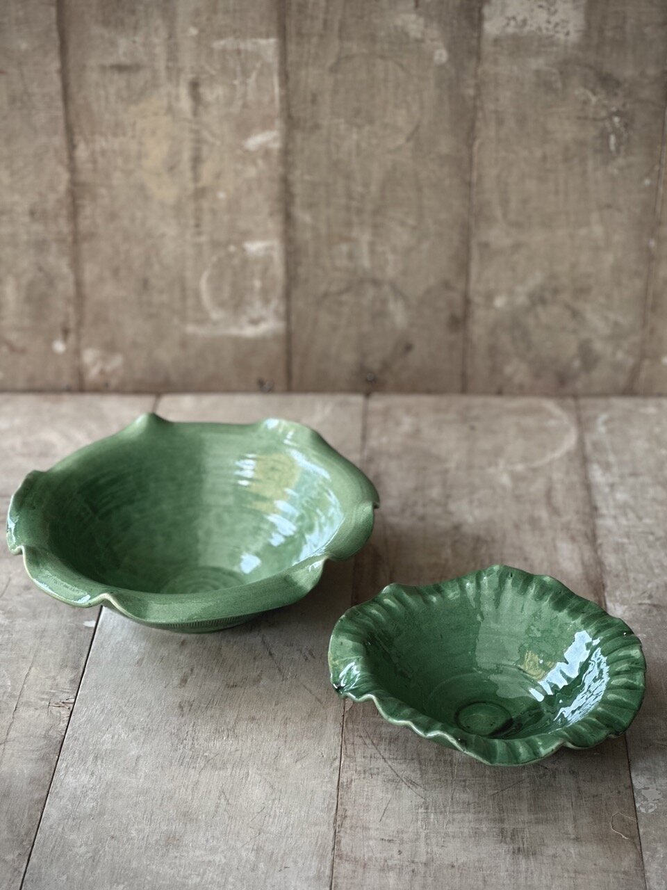 NIM small round plate,  green glazed
